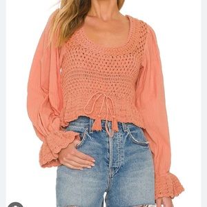 NEW Free People Megan Crochet Top - Coral